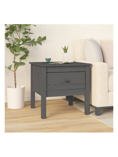 Sonata H Странична масичка, сива, 50x50x49 см, борово дърво масив