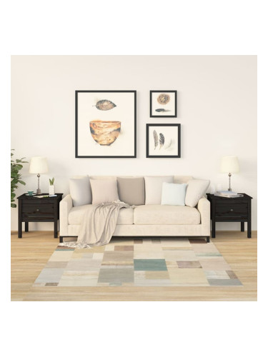 Sonata H Странични масички, 2 бр, Черен, 50x50x49 см, борово дърво масив