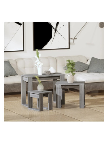Sonata H Стифиращи маси, 3 бр, сив сонома, инженерно дърво