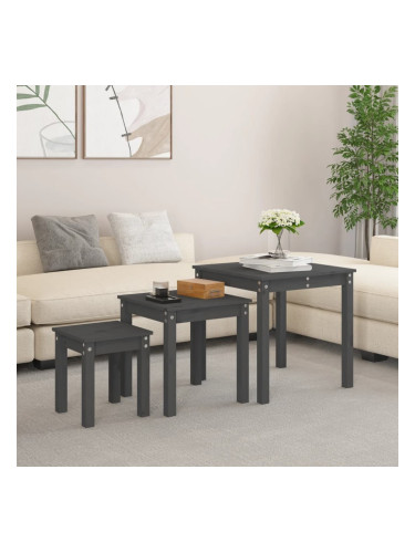 Sonata H Стифиращи маси, 3 бр, сиви, бор масив