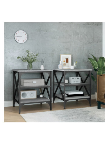 Sonata H Странични маси, 2 бр, сив сонома, 40x42x50 см, инженерно дърво