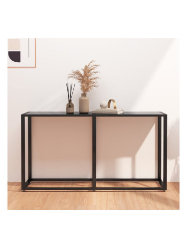 Sonata H Конзолна маса, черна, 140x35x75,5 cм, закалено стъкло