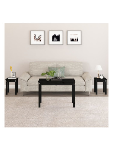 Sonata H Стифиращи маси, 3 бр, черни, бор масив