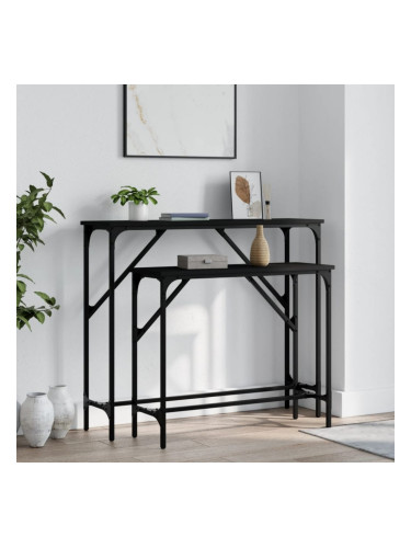 Sonata H Конзолни маси, 2 бр, черни, инженерно дърво
