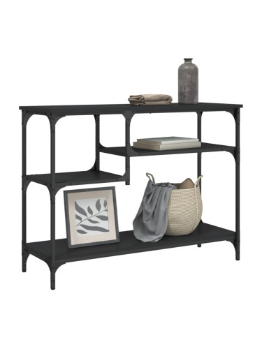 Sonata H Конзолна маса с рафтове, черна, 100x35x75 cм