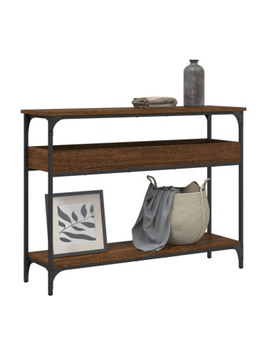 Sonata H Конзолна маса с рафт, кафяв дъб, 100x29x75 см, инженерно дърво