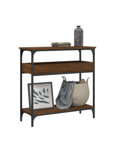 Sonata H Конзолна маса с рафт, кафяв дъб, 75x29x75 см, инженерно дърво