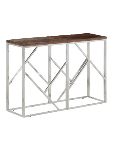 Sonata H Конзолна маса, сребриста, инокс и дърво от траверси масив