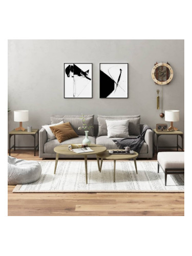 Sonata H Странични маси, 2 бр, Дъб сонома, 40x40x35 см, инженерно дърво