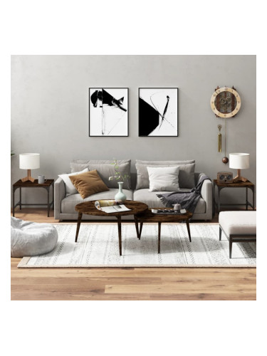 Sonata H Странични маси, 2 бр, опушен дъб, 40x40x35 см, инженерно дърво