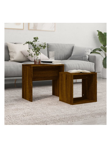 Sonata H Стифиращи кафе маси, 2 бр, кафяв дъб, инженерно дърво