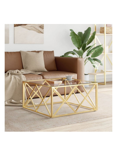 Sonata H Маса за кафе 80x80x40 cм неръждаема стомана и стъкло