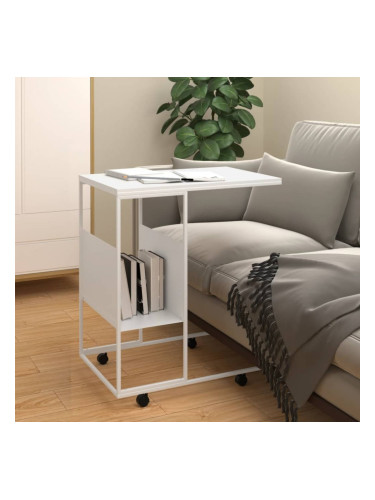 Sonata H Помощна маса с колелца бяла 55x36x63,5 см инженерно дърво