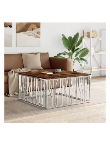 Sonata H Маса за кафе, неръждаема стомана и регенерирано дърво масив