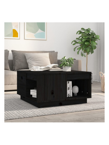 Sonata H Кафе маса, черна, 60x61x32,5 см, борово дърво масив