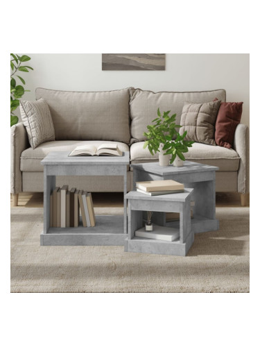 Sonata H Кафе маси, 3 бр, бетонно сиво, инженерно дърво