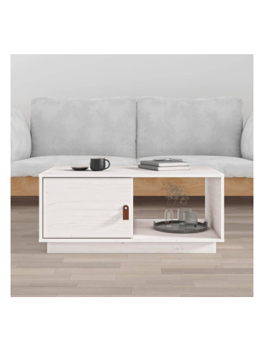 Sonata H Кафе маса, Бялa, 80x50x35,5 см, борово дърво масив