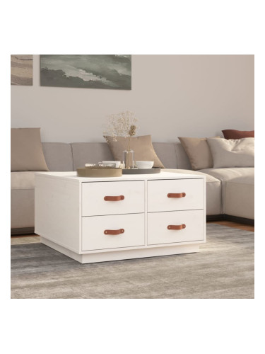 Sonata H Кафе маса, бяла, 80x80x45 см, борово дърво масив