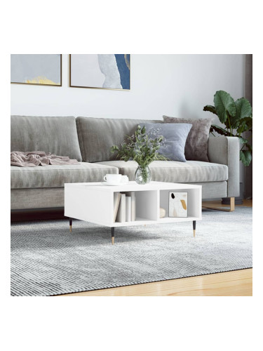 Sonata H Кафе маса, бяла, 60x60x30 см, инженерно дърво