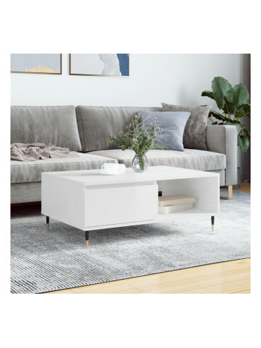 Sonata H Кафе маса, бял гланц, 90x60x35 см, инженерно дърво