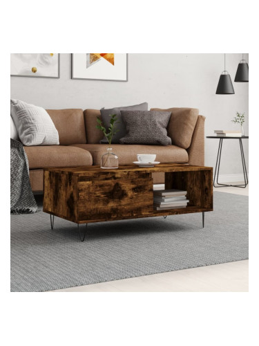 Sonata H Кафе маса, опушен дъб, 90x50x36,5 см, инженерно дърво