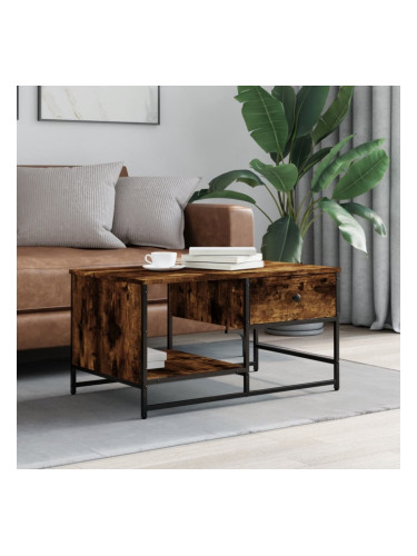 Sonata H Кафе маса, опушен дъб, 85,5x51x45 см, инженерно дърво