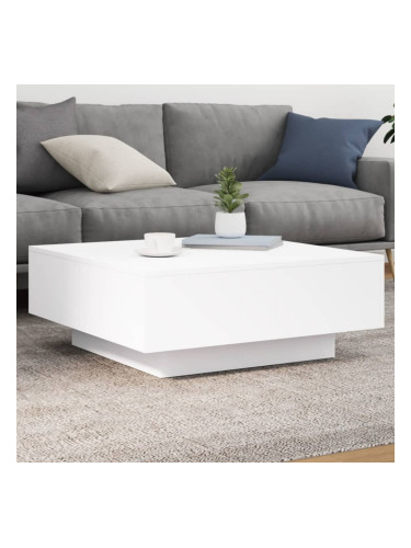 Sonata H Маса за кафе с LED осветление, бяла, 80x80x31 см