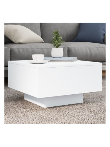 Sonata H Маса за кафе с LED осветление, бяла, 55x55x31 см