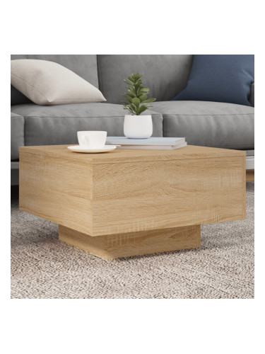 Sonata H Маса за кафе с LED осветление, сонома дъб, 55x55x31 см