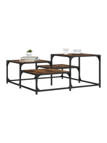 Sonata H Кафе маса, опушен дъб, 87,5x87,5x40 см, инженерно дърво