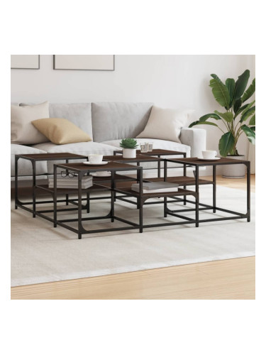 Sonata H Кафе маса, кафяв дъб, 121x121x40 см, инженерно дърво