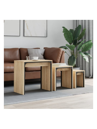 Sonata H Стифиращи кафе маси, 3 бр, сонома дъб, инженерно дърво