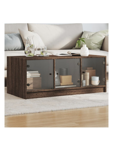 Sonata H Маса за кафе със стъклени врати, кафяв дъб, 102x50x42 см