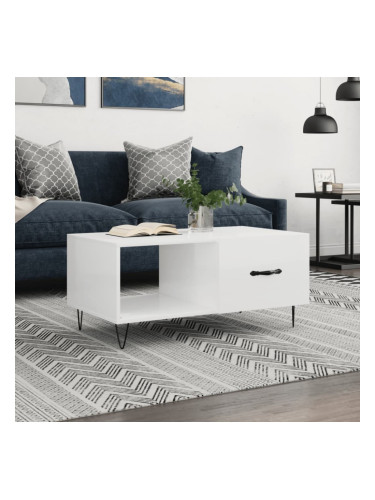 Sonata H Кафе маса, бял гланц, 90x50x40 см, инженерно дърво