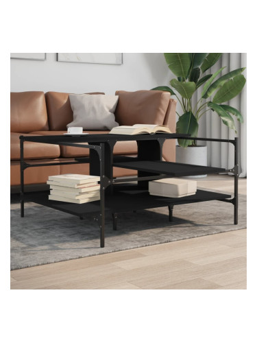 Sonata H Кафе маса, черна, 100x100x48,5 см, инженерно дърво