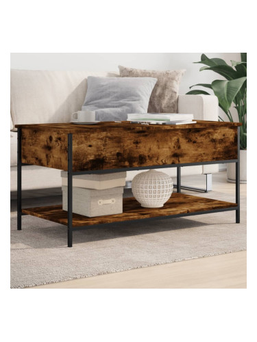 Sonata H Кафе маса, опушен дъб, 100x50x50 см, инженерно дърво и метал