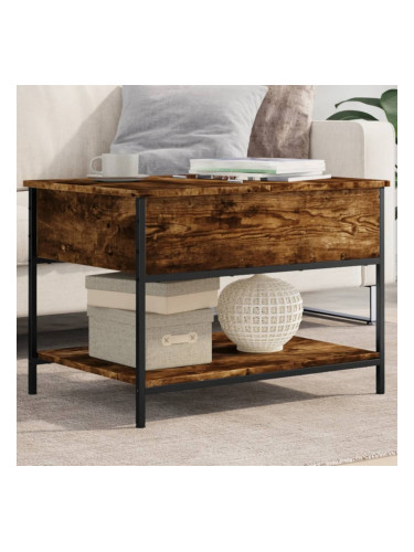 Sonata H Кафе маса, опушен дъб, 70x50x50 см, инженерно дърво и метал