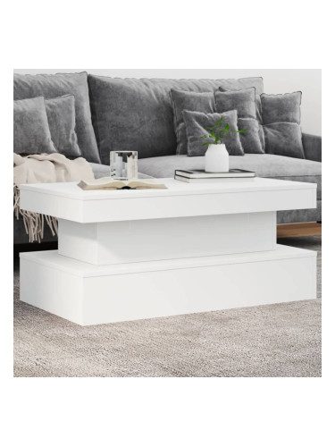 Sonata H Маса за кафе с LED осветление, бяла, 90x50x40 см