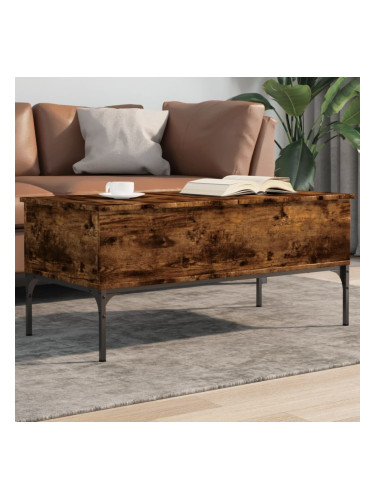 Sonata H Маса за кафе опушен дъб 100x50x45 см инженерно дърво и метал