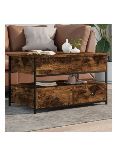 Sonata H Кафе маса, опушен дъб, 85x50x50 см, инженерно дърво и метал