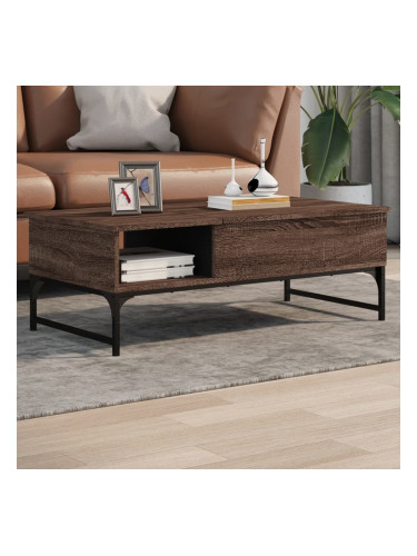 Sonata H Кафе маса, кафяв дъб, 100x50x35 см, инженерно дърво и метал