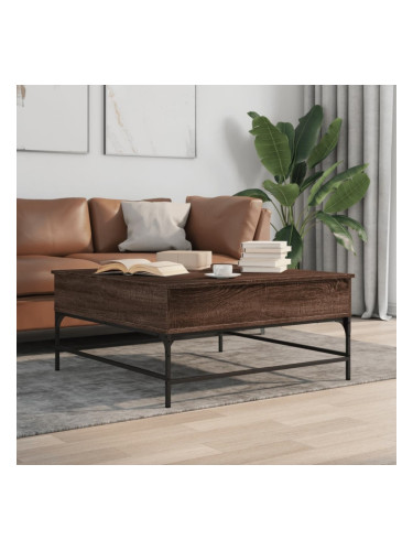 Sonata H Кафе маса, кафяв дъб, 95x95x45 см, инженерно дърво и метал