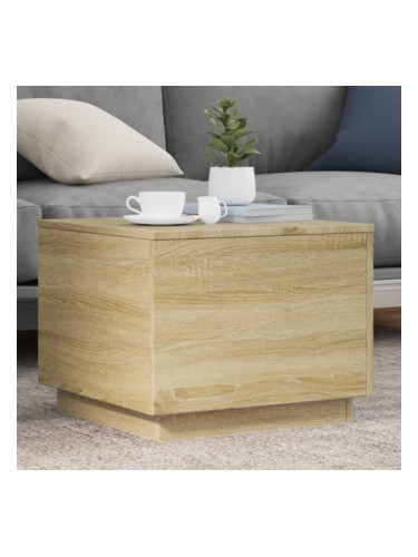 Sonata H Маса за кафе с LED осветление, сонома дъб, 50x50x40 см