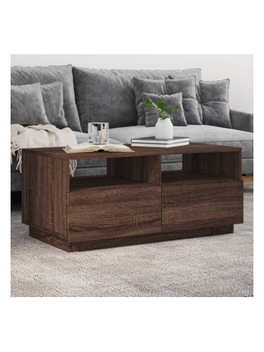 Sonata H Маса за кафе с LED осветление, кафяв дъб, 90x49x40 см