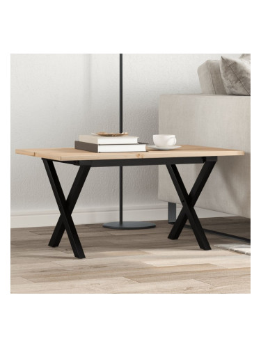 Sonata H Кафе маса X-образна рамка 80x50x40 см бор масив и чугун