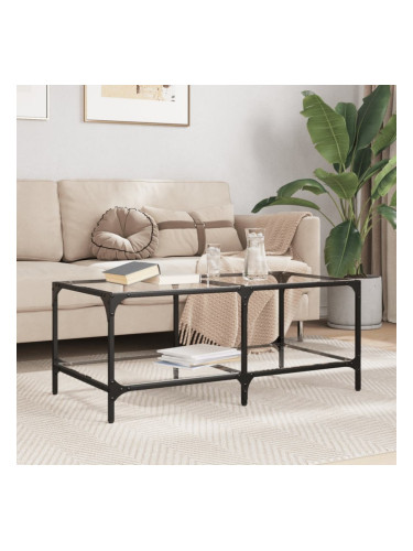 Sonata H Маса за кафе с прозрачен стъклен плот 98,5x50x40 см стомана