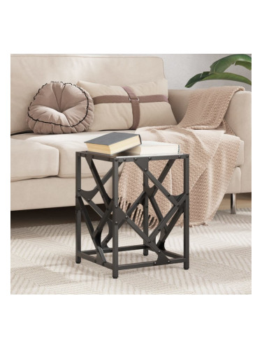 Sonata H Маса за кафе с черен стъклен плот 30x30x41 см стомана