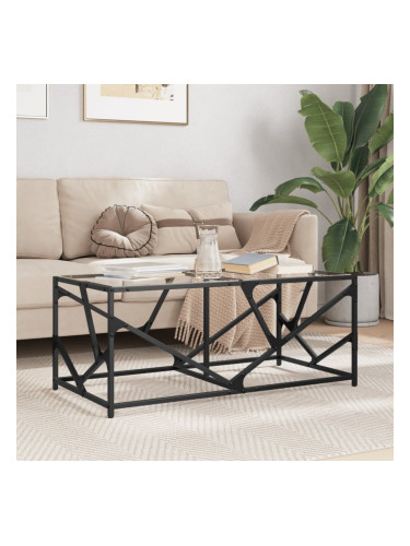 Sonata H Маса за кафе с прозрачен стъклен плот 98,5x50x41 см стомана