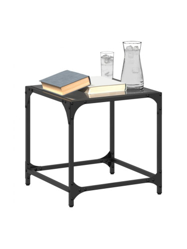 Sonata H Маси за кафе с черен стъклен плот 2 бр 40x40x40 см стомана