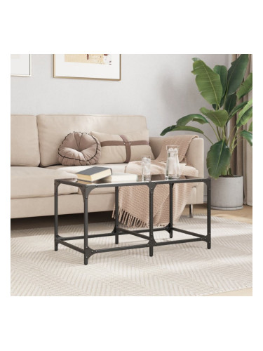 Sonata H Маса за кафе с черен стъклен плот 78,5x40x40 см стомана